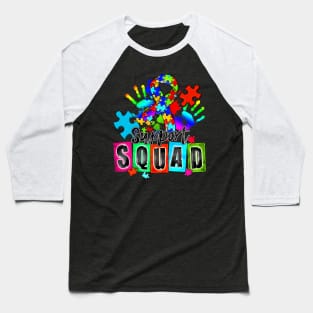 Autism Awareness Month Ribbon Support Squad Womens Kids Baseball T-Shirt